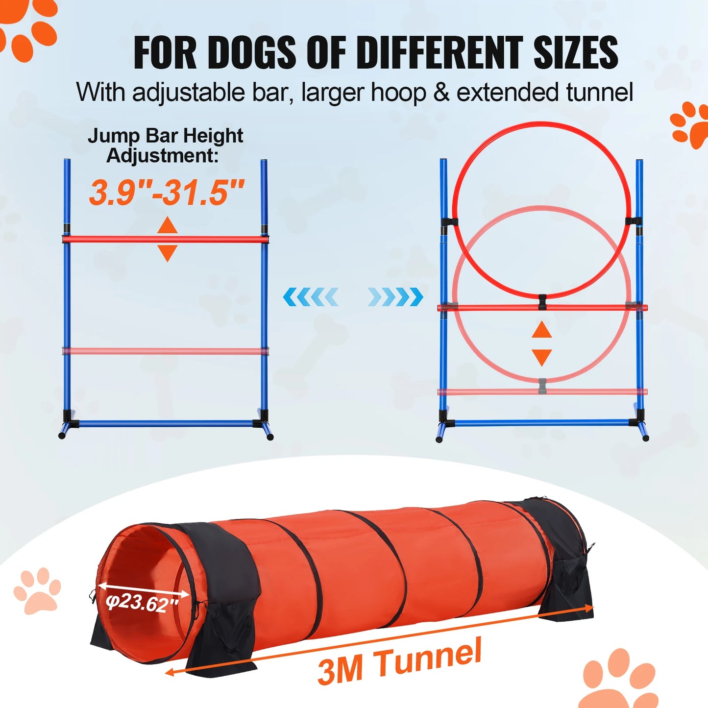 SucceBuy 5-Piece Adjustable Dog Agility Training Equipment Set