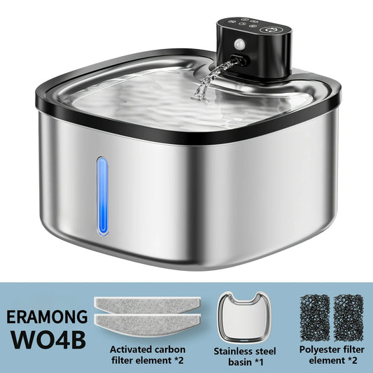 Eramong 3.5L Stainless Steel Wireless Smart Cat Water Fountain