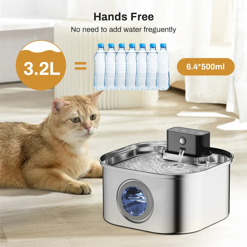 Weomg 3L 5V Rechargeable Stainless Steel Dogs Water Fountain
