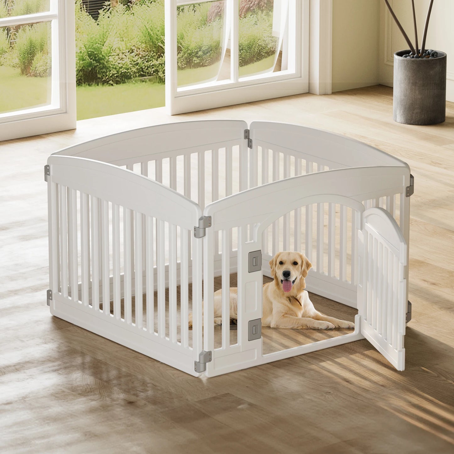 JHK Plastic Dog Playpen Expandable Fence For Medium Dogs Indoor