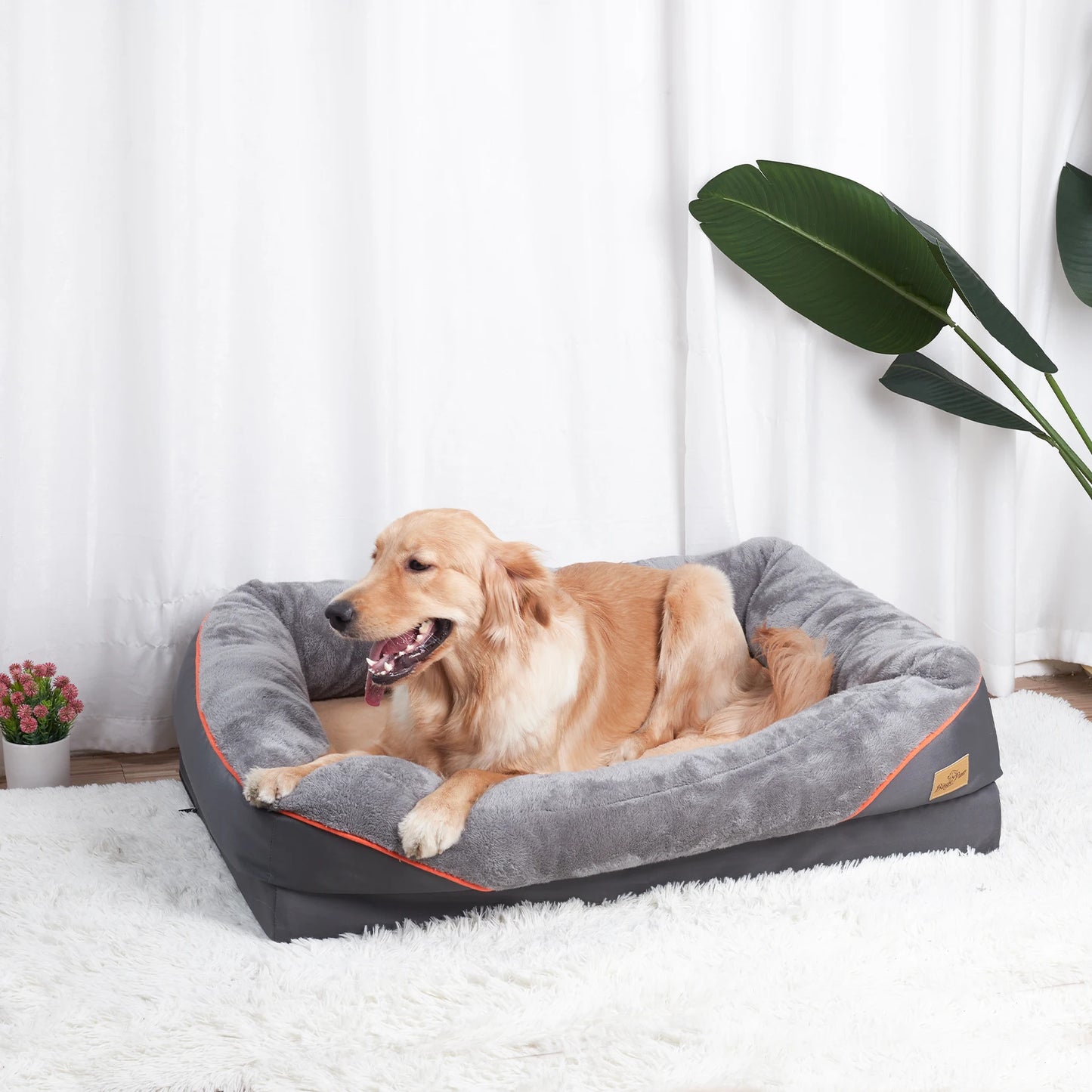BINGOPAW Anti Allergy Warm Fleece Dog Bed With Washable Cover