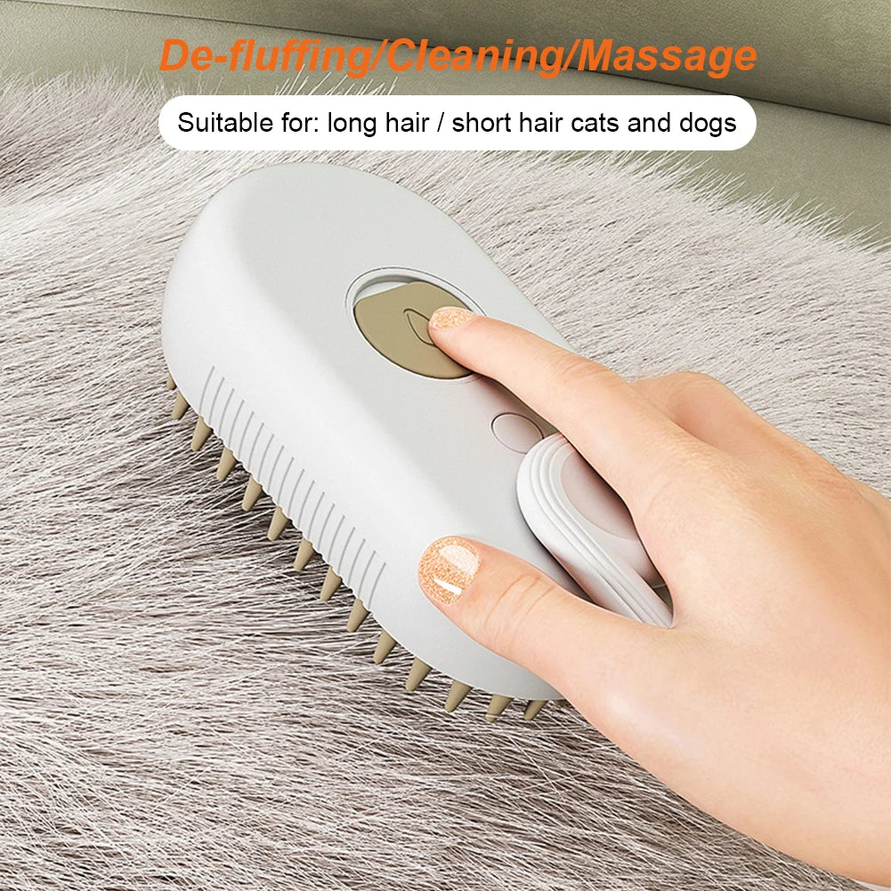 3 In 1 Dog Cat Grooming Brush With Electric Sprayer