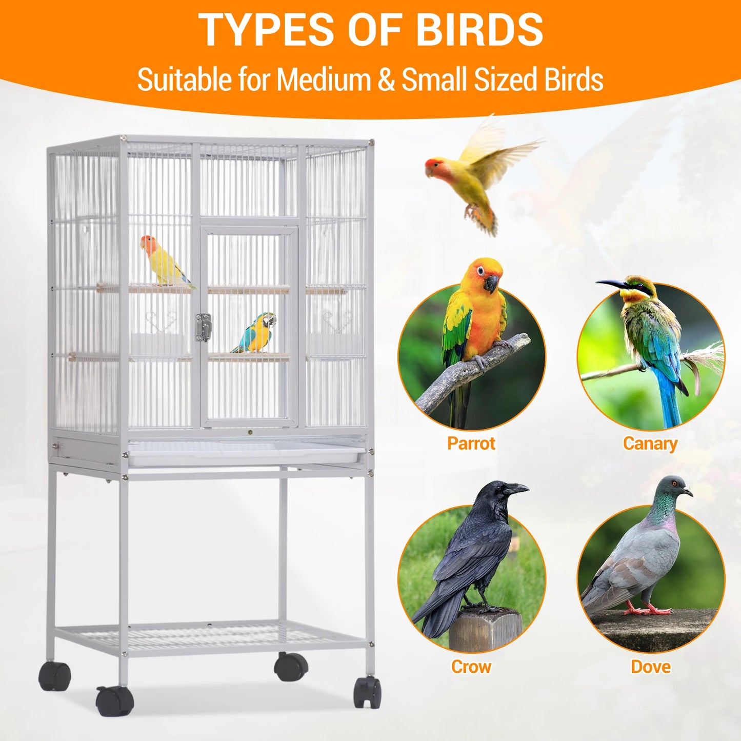 Small Animal Cage 53.5 Inch Metal With Wheels