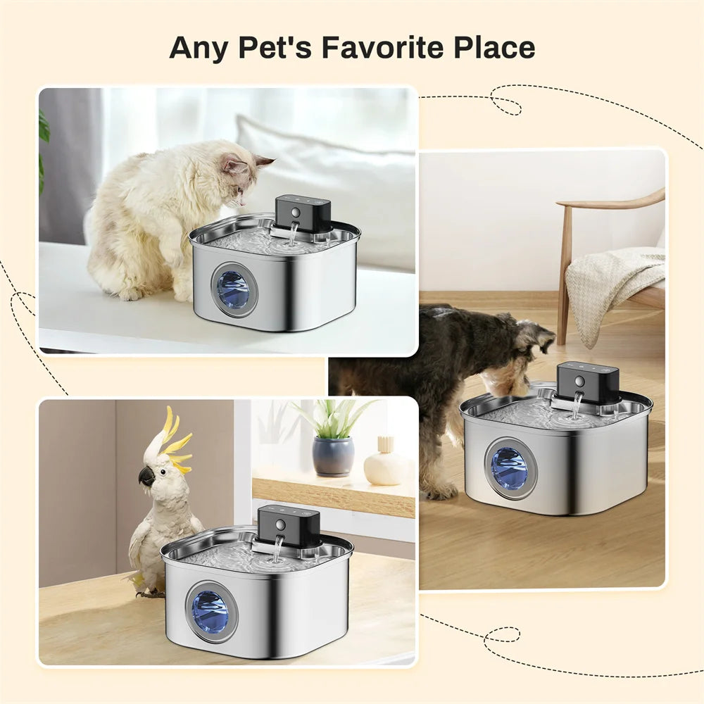 Weomg 3L 5V Rechargeable Stainless Steel Dogs Water Fountain