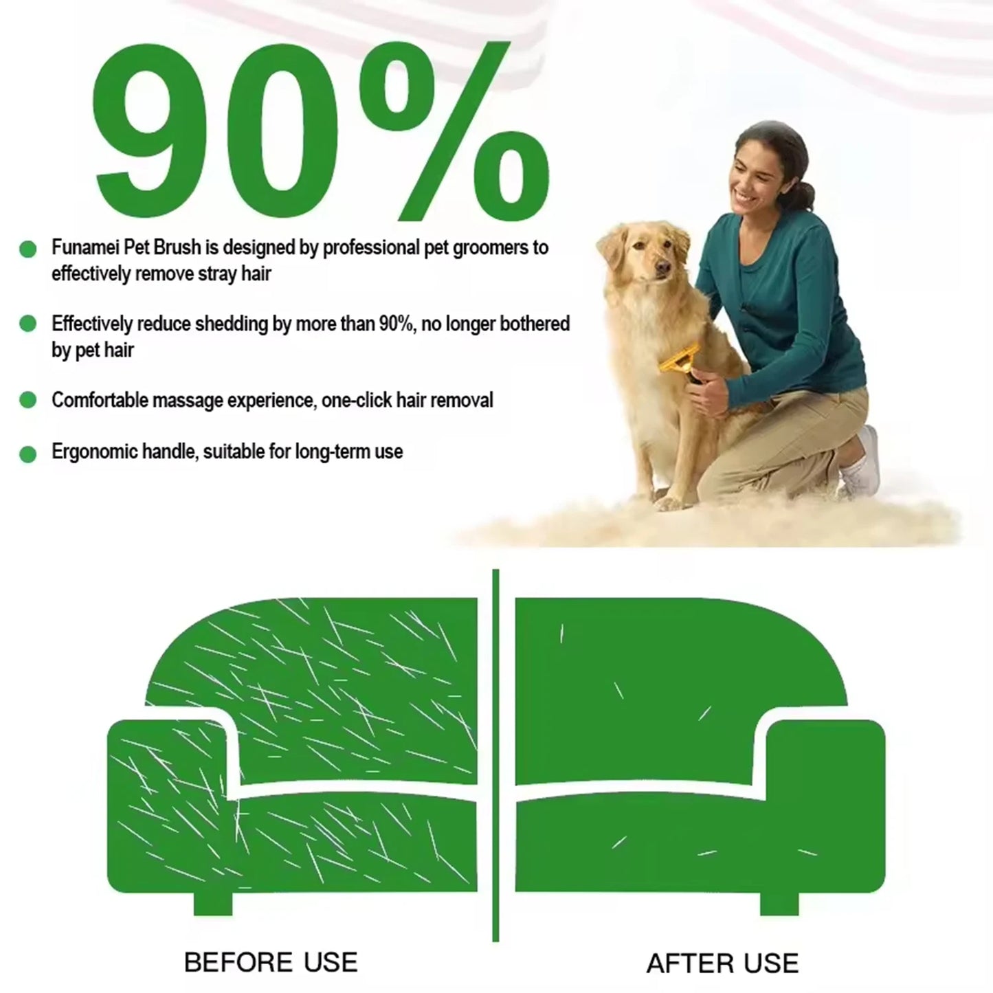 Funamei Pet Deshedding Brush For Dogs And Cats