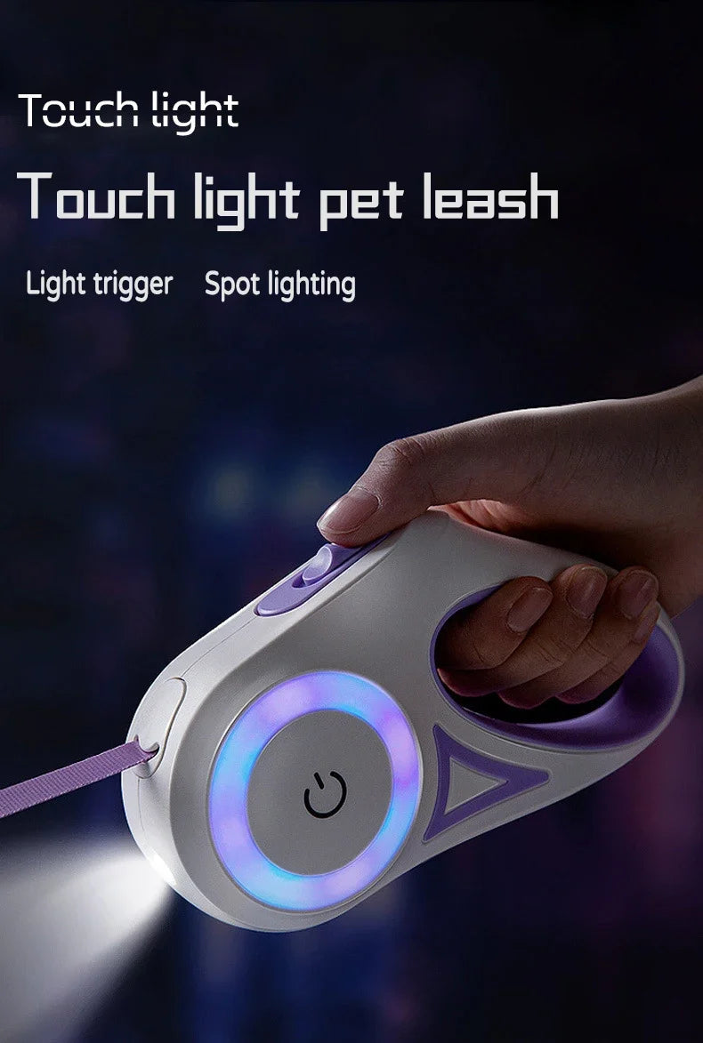 Lighted Retractable Dog Leash With Quick Release