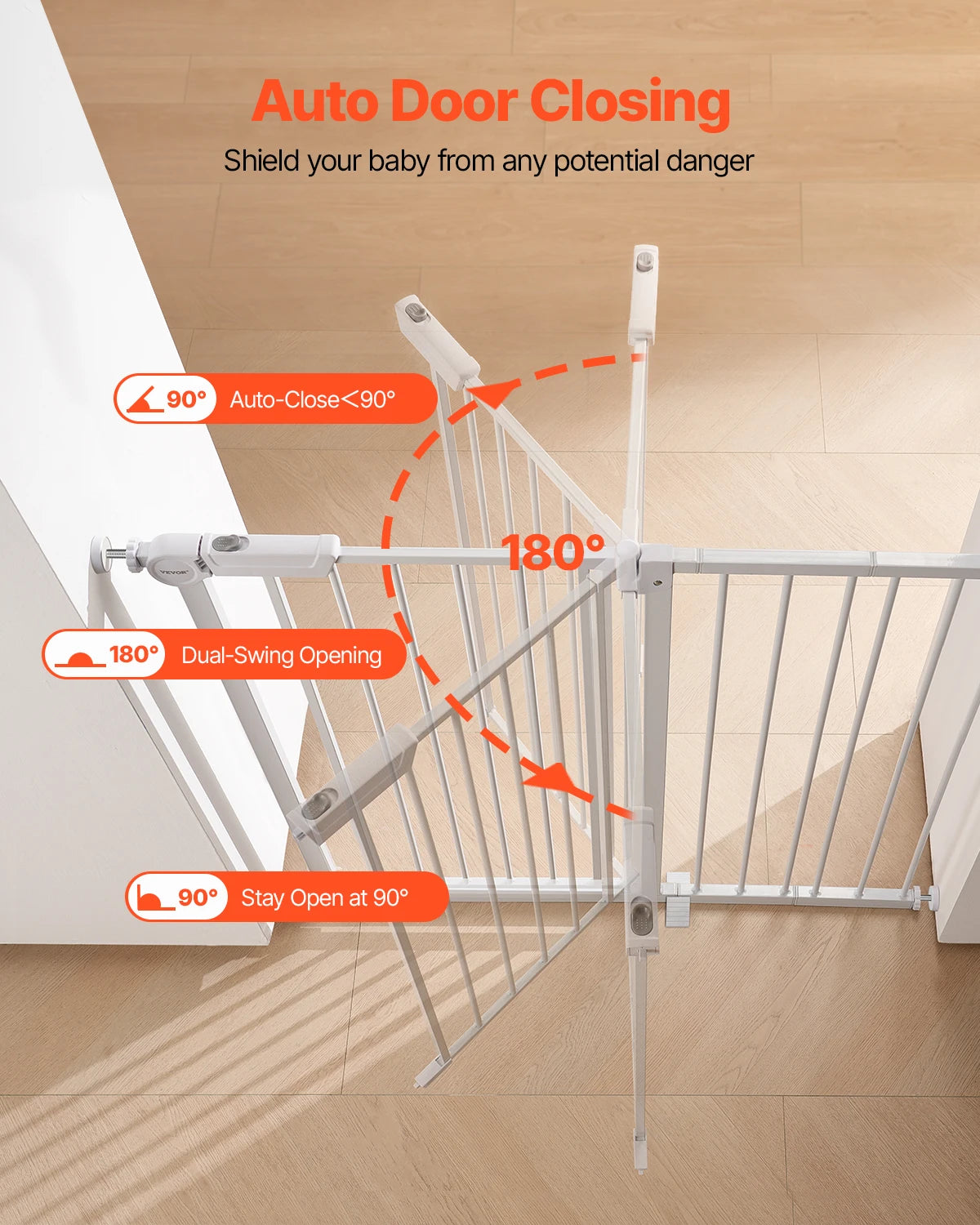 SucceBuy Baby Gate Pressure Mounted Walk Through Pet Safety Gate