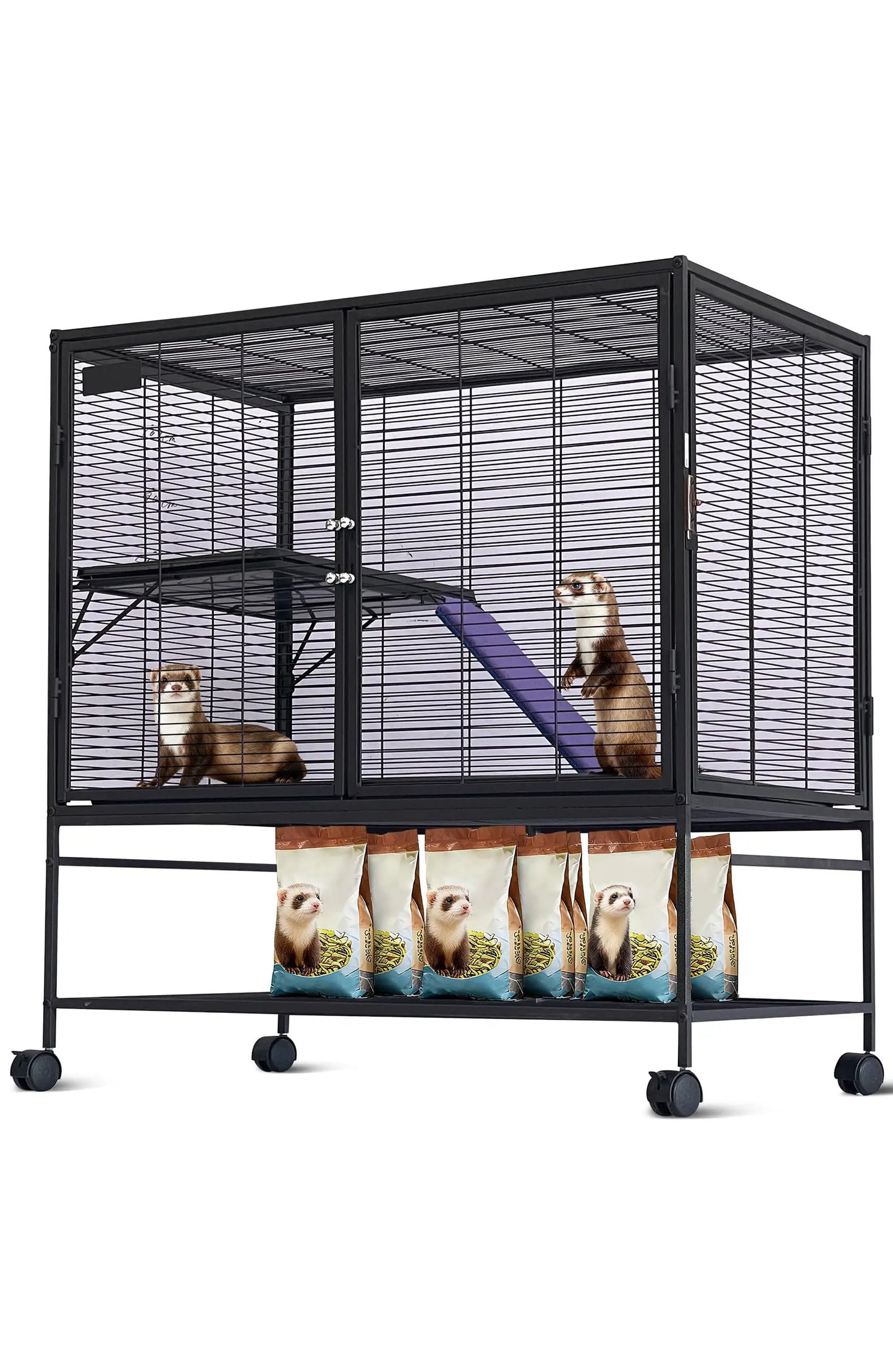 HiMISS Large Multi-Level Small Animal Cage With Ramp And Tray