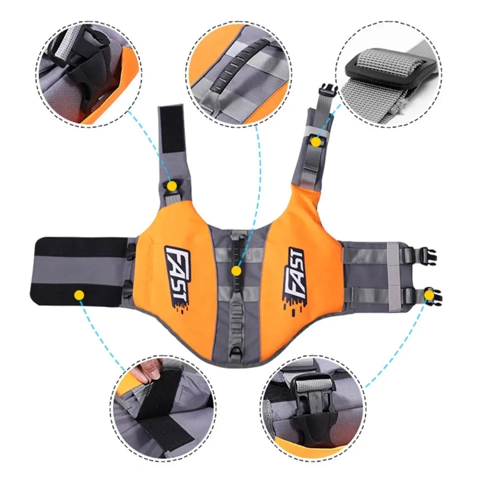 Dog Life Jacket Reflective Adjustable Swimming Vest