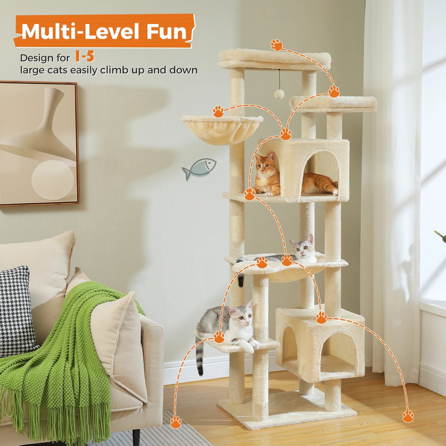 Pawz Road Large Multi Level Plush Cat Tree Tower