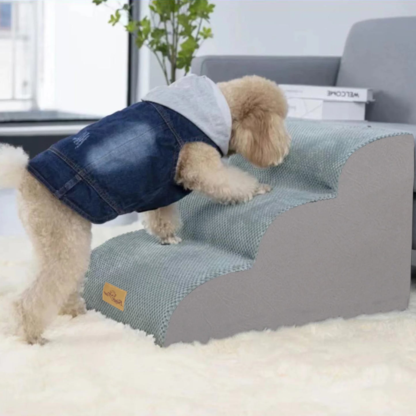 Bingopaw Extra Wide Dog Stairs Ramp Bed Couch