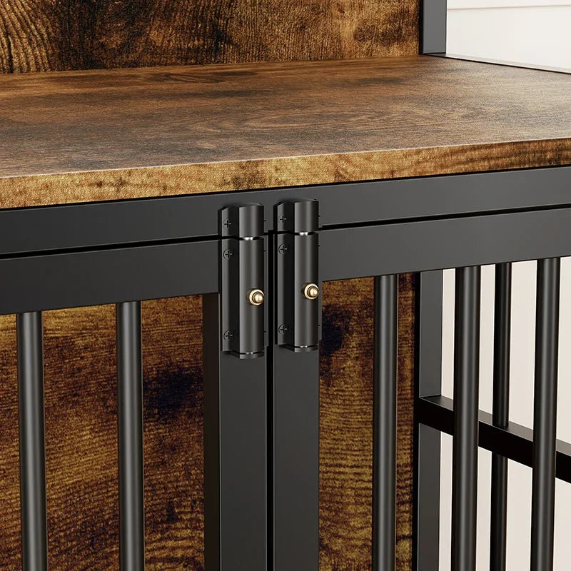 Multifunctional Wood End Table With Flip Top And Pet Crate