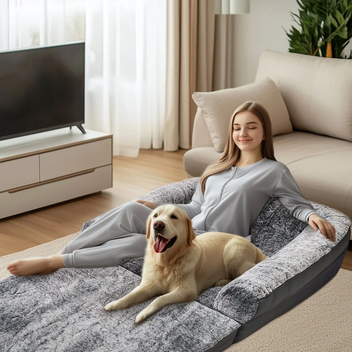 BINGOPAW Orthopedic Dog Bed Foldable Plush Cushion With Bolster