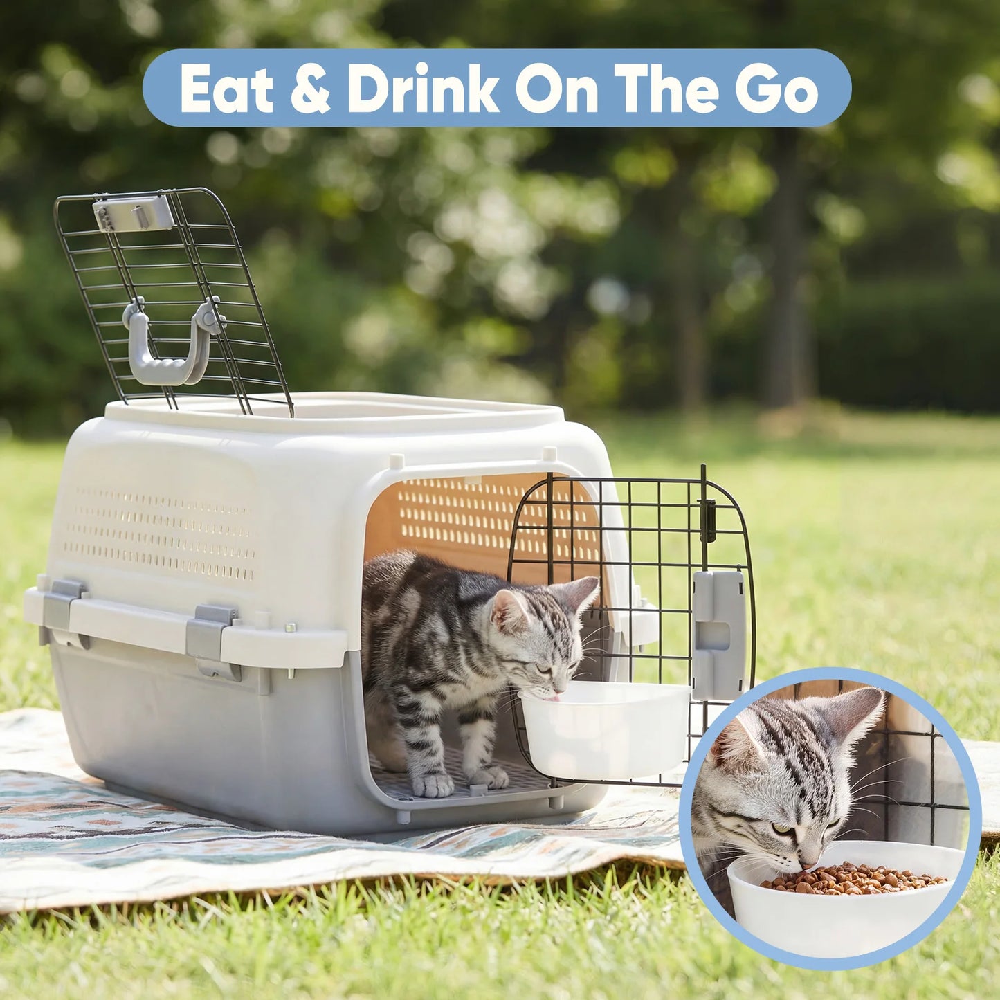 Pet Carrier For Small Dogs And Cats Front Top Load Wire Door Travel Crate
