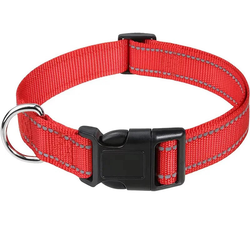 Reflective Adjustable Nylon Pet Collar For Dogs And Cats