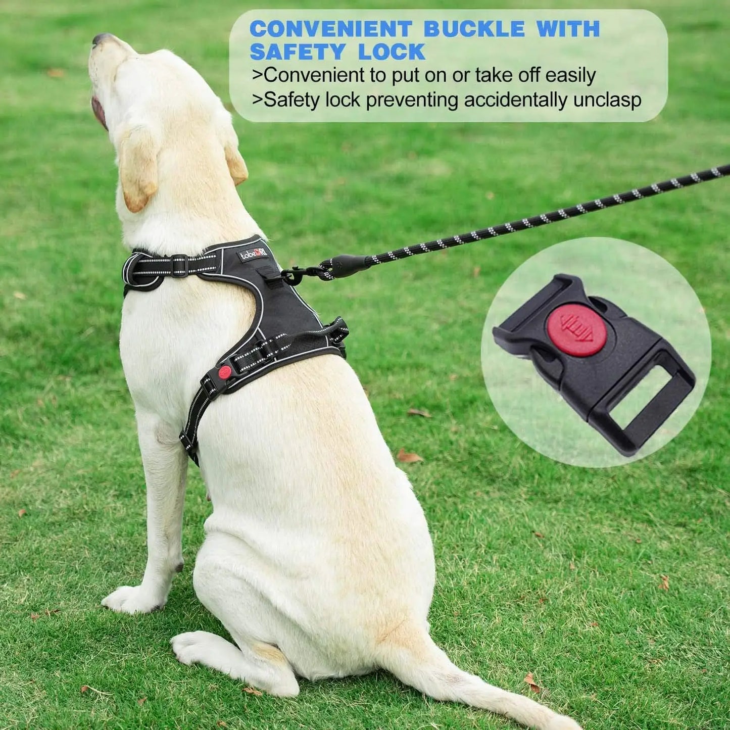 No Pull Reflective Dog Harness With Front And Back Rings