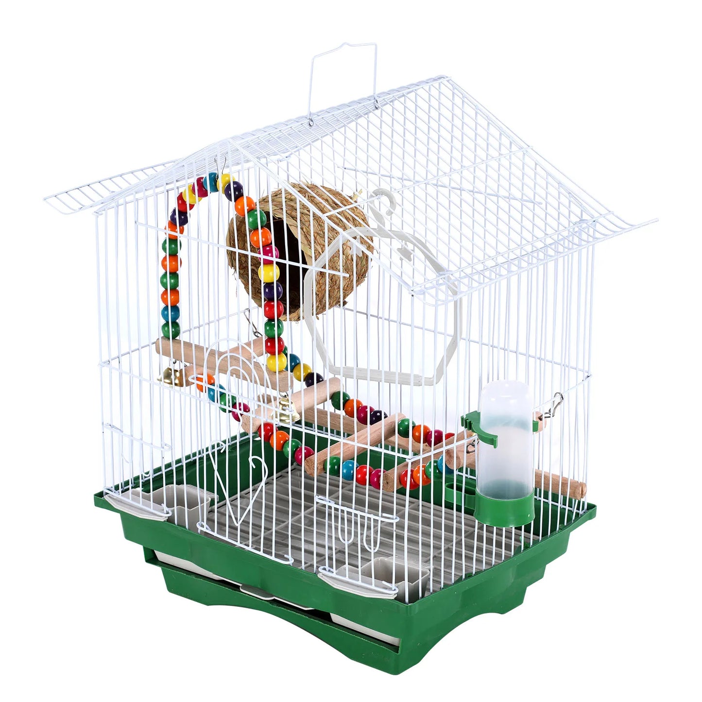 Metal Travel Bird Cage With Perch And Easy Clean Stand For Small Birds