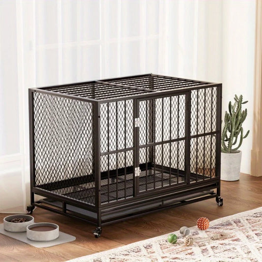 Heavy Duty Dog Crate Furniture Indoor Kennel With Wheels