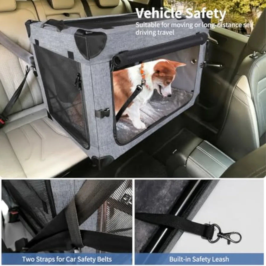 Collapsible Soft Sided Travel Dog Carrier Indoor Outdoor