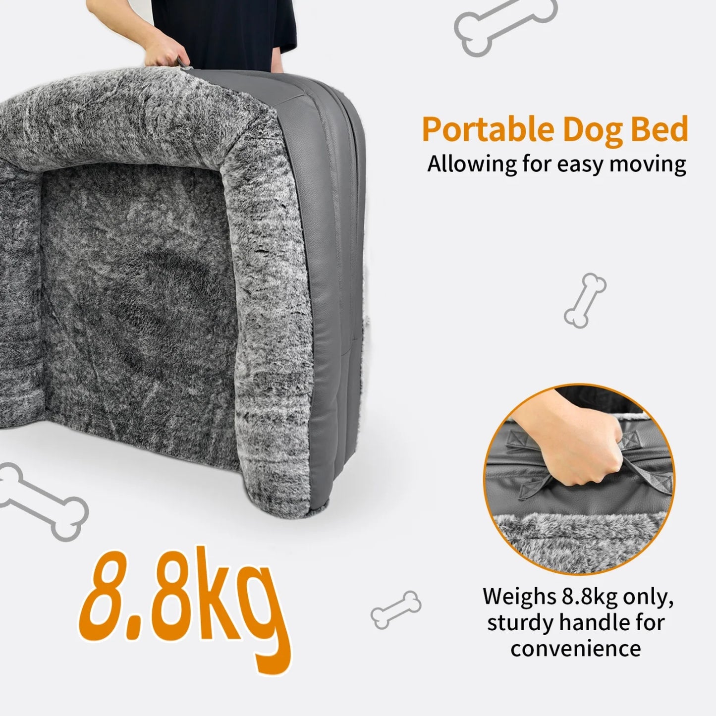 BINGOPAW Orthopedic Dog Bed Foldable Plush Cushion With Bolster