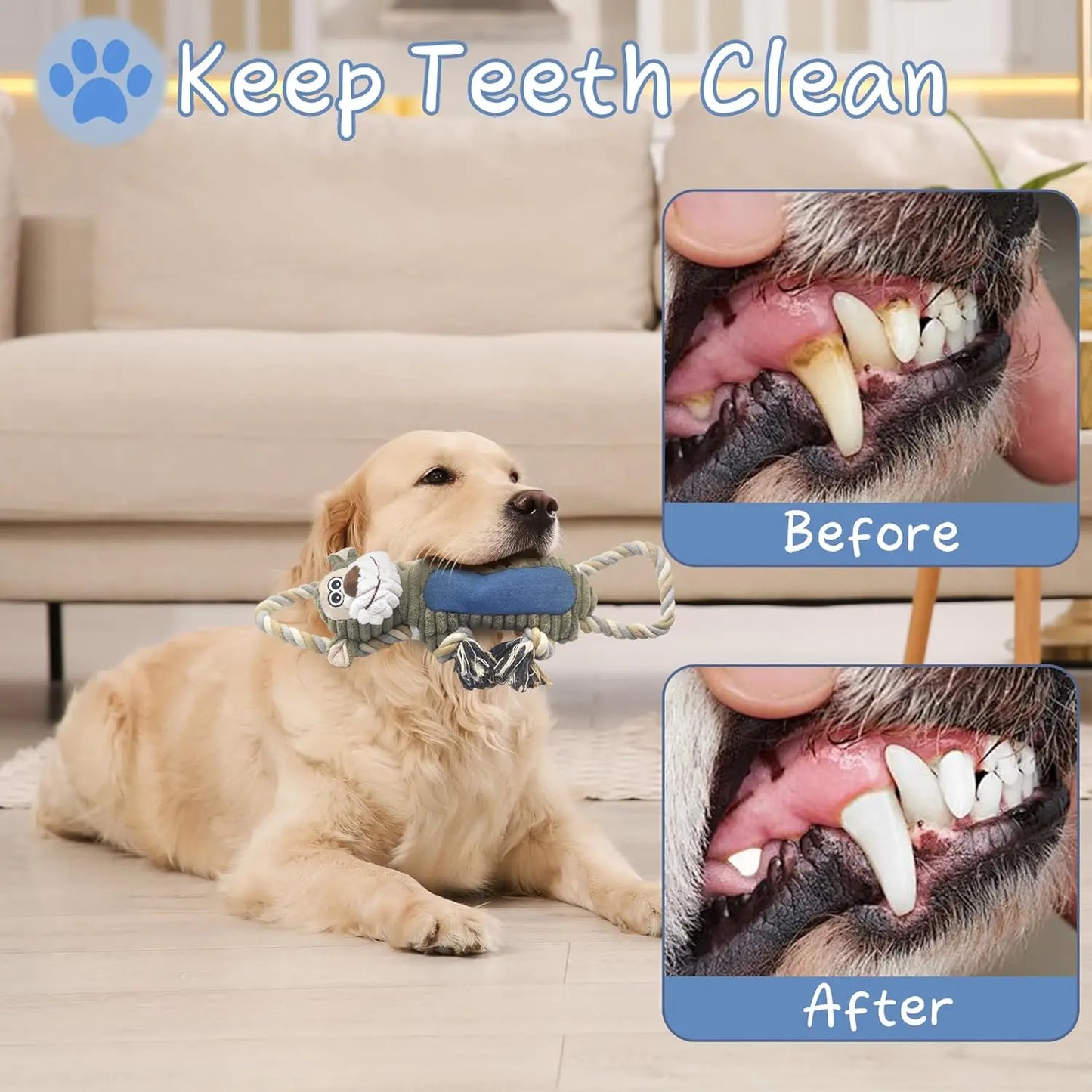 Funny Plush Dog Chew Toys Squeaky Tug War Puppy Toys