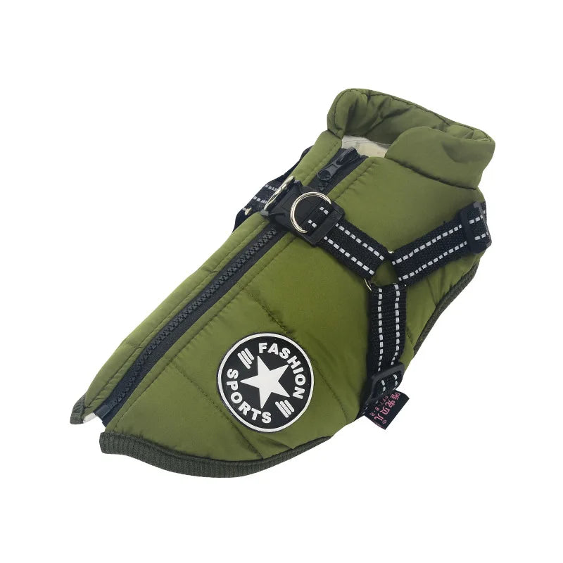 CDDMPET Winter Warm Pet Dog Jacket With Harness Waterproof Coat