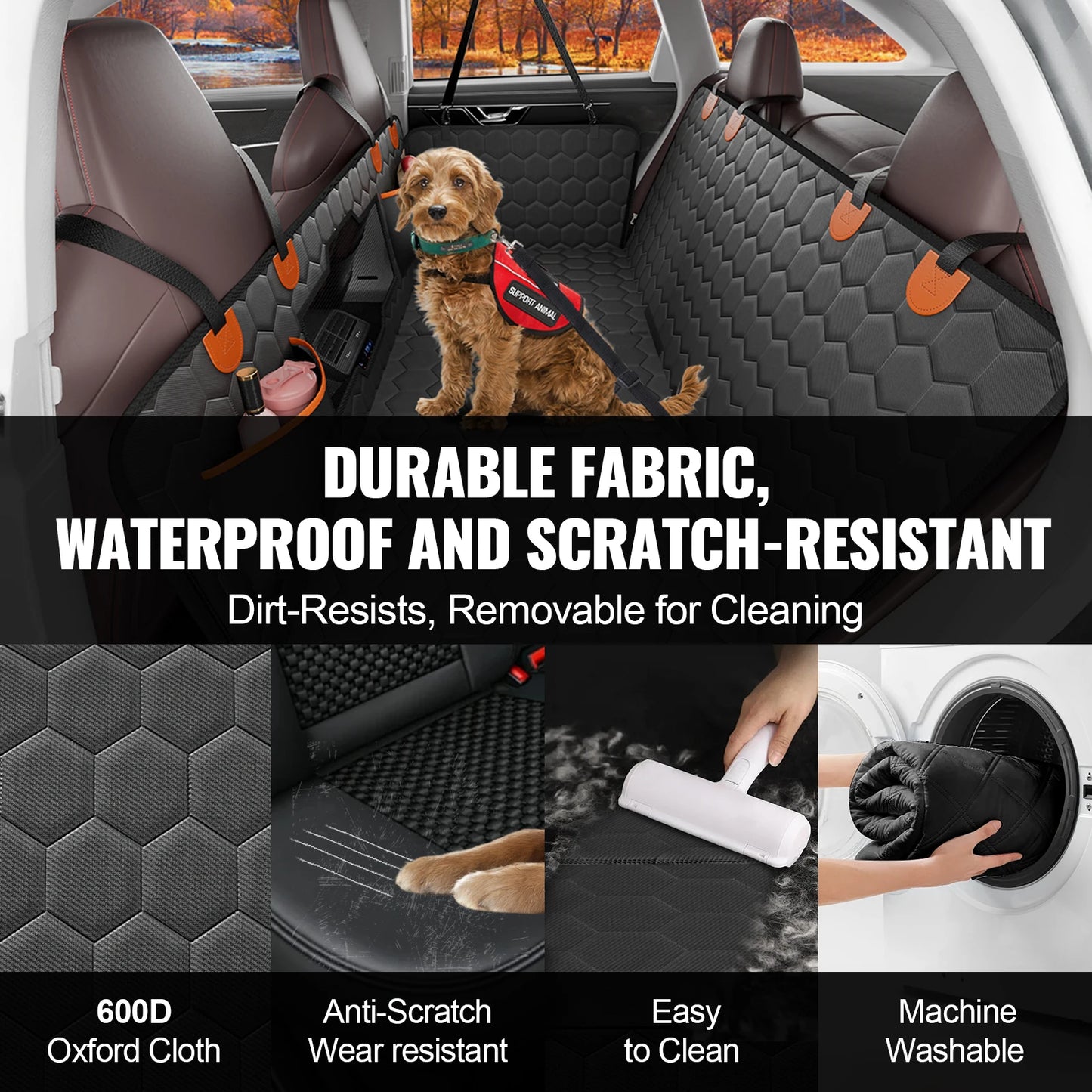 SucceBuy Back Seat Extender Dog Car Seat Cover With Storage Pocket