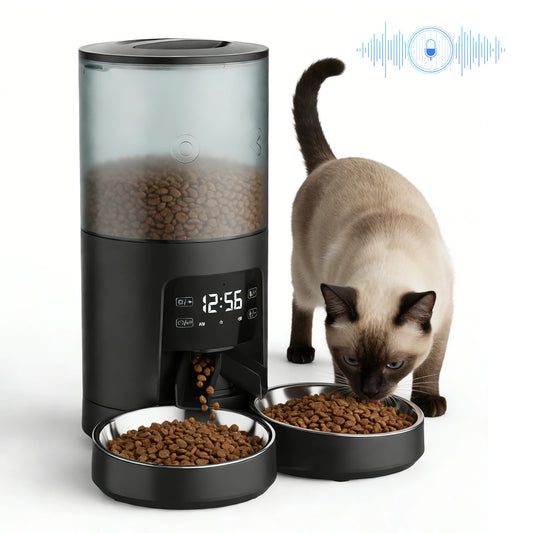 JHK 6L Automatic Cat Feeder With Stainless Bowls