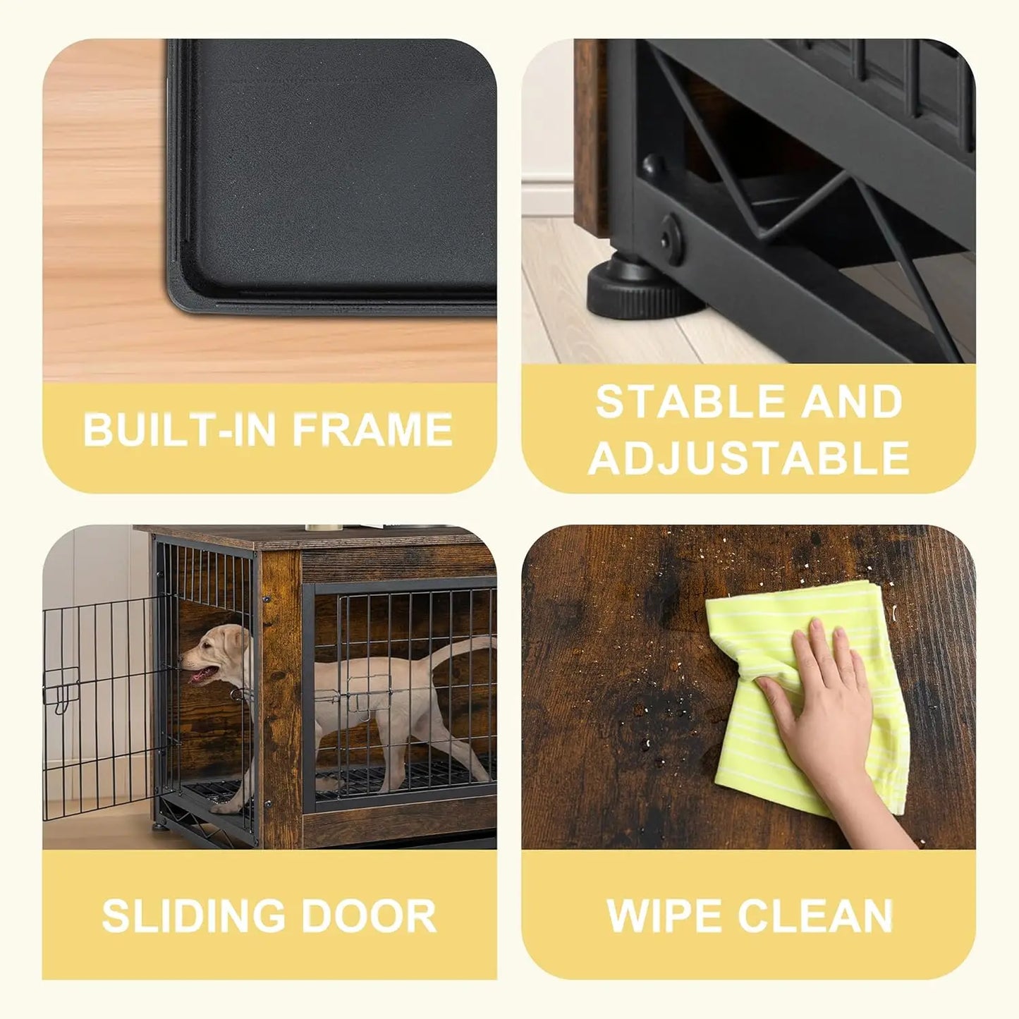 Wooden Dog Crate Table With Double Doors Kennel Furniture