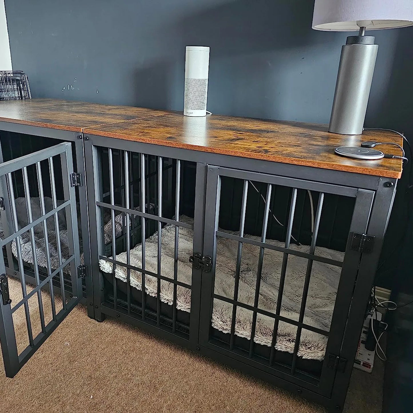 BORWART Large Wooden Dog Crate With Latch And Removable Tray