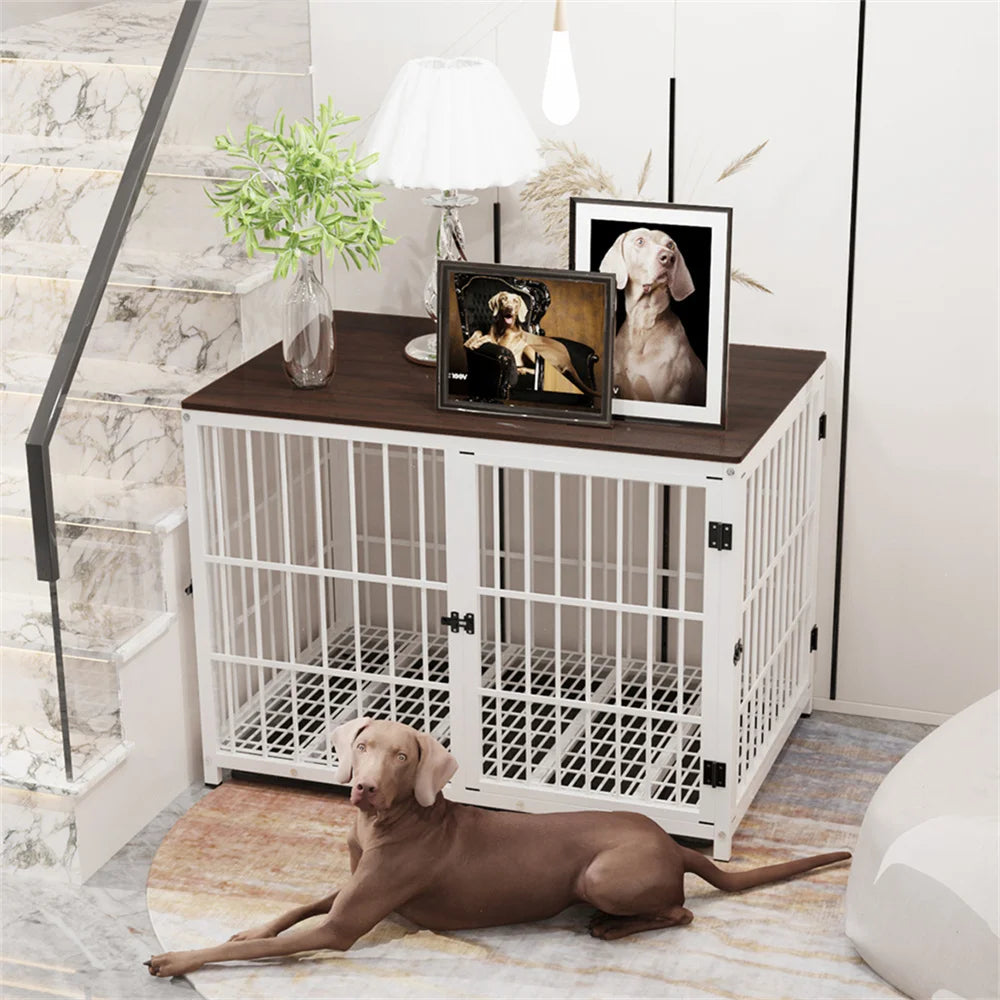 BORWART Large Wooden Dog Crate With Latch And Removable Tray