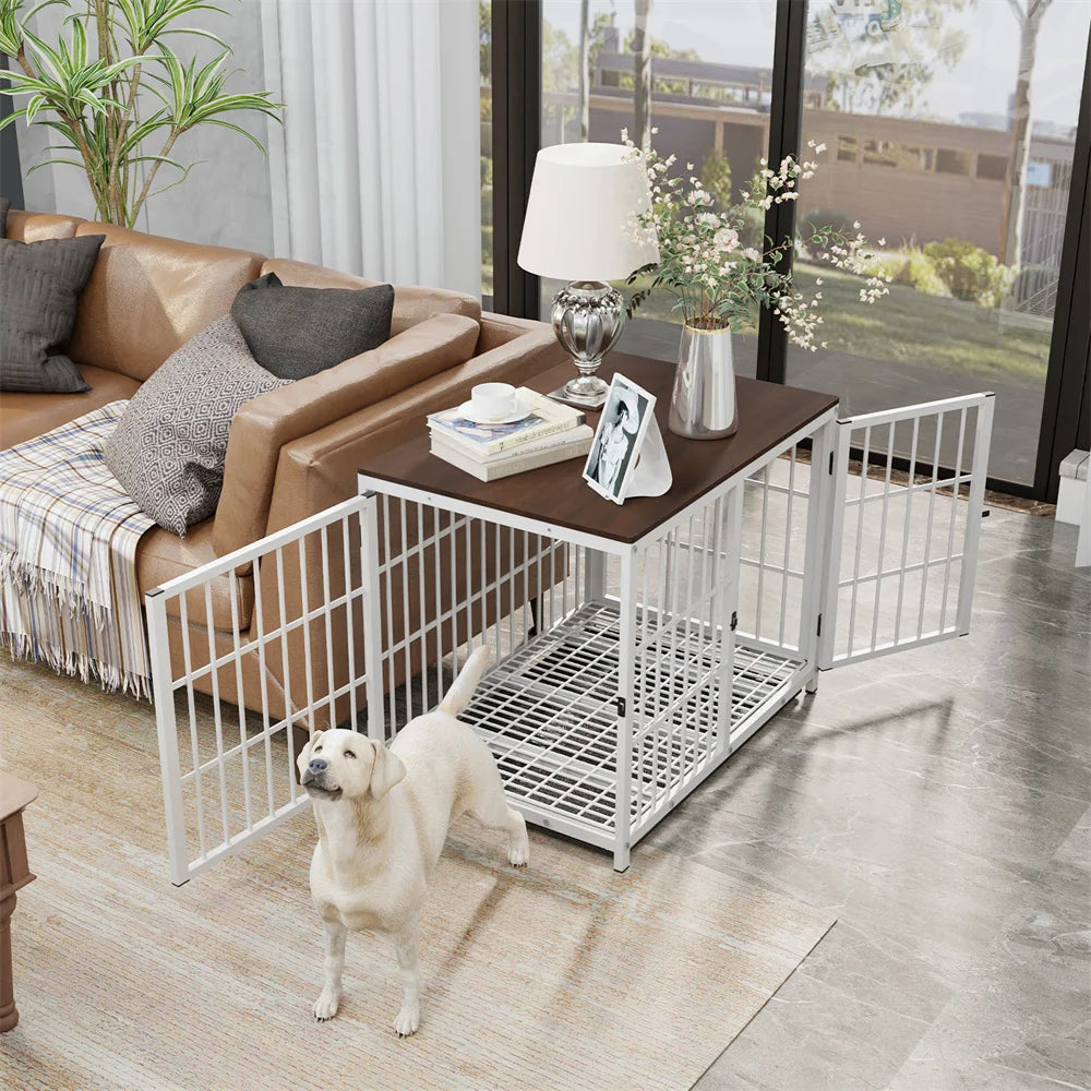 Borwart Wooden Dog Crate Furniture Style Elevated Pet Cage