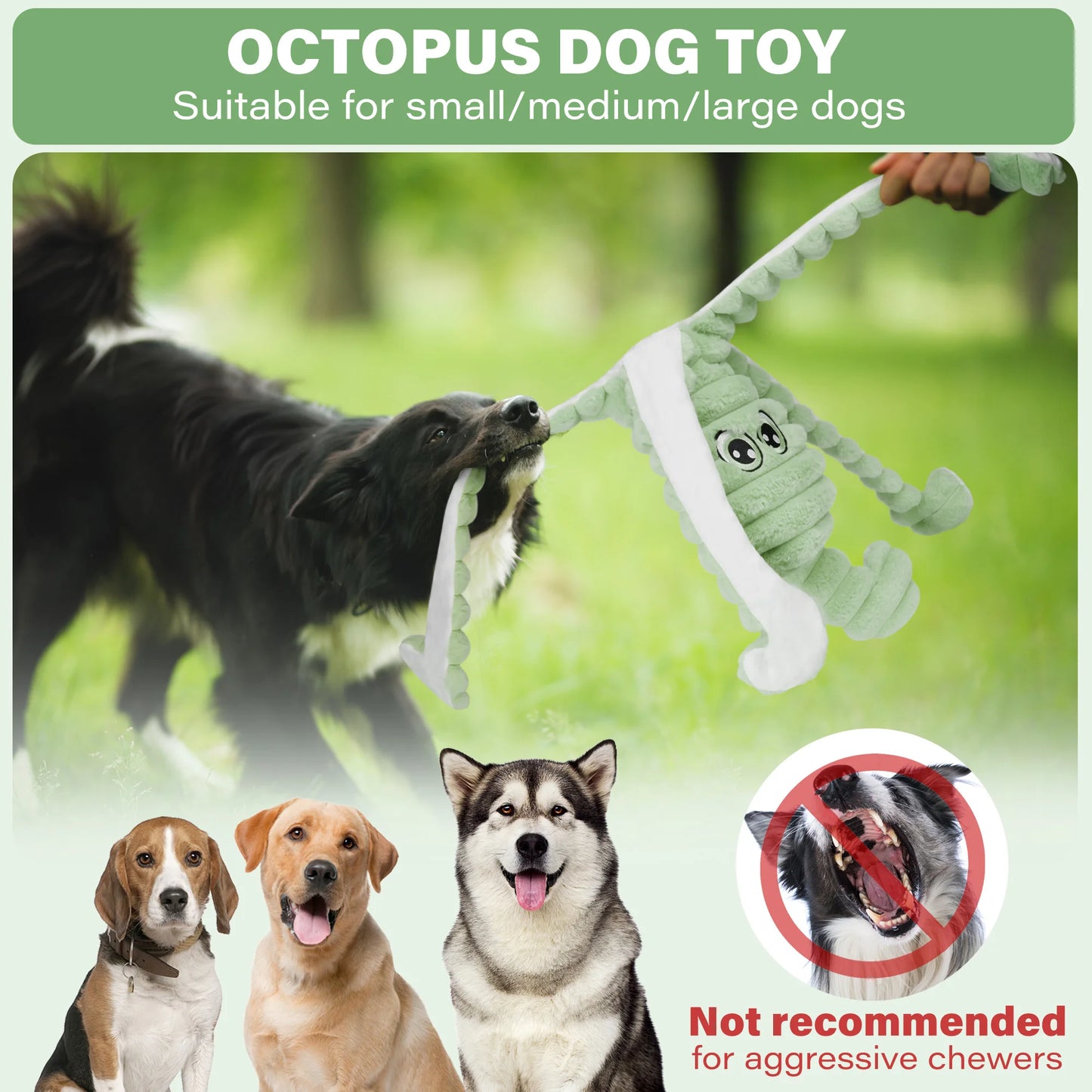Octopus Design Plush Squeaky Dog Teeth Chewing Toy