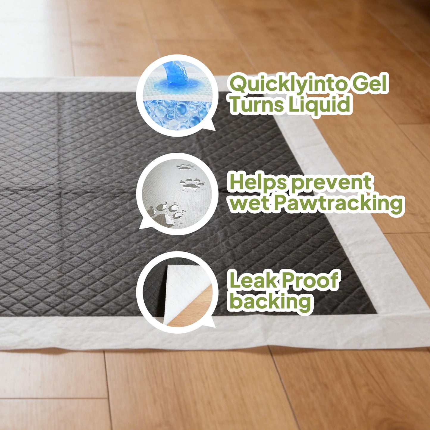 50pc Activated Bamboo Charcoal Disposable Pet Underpads