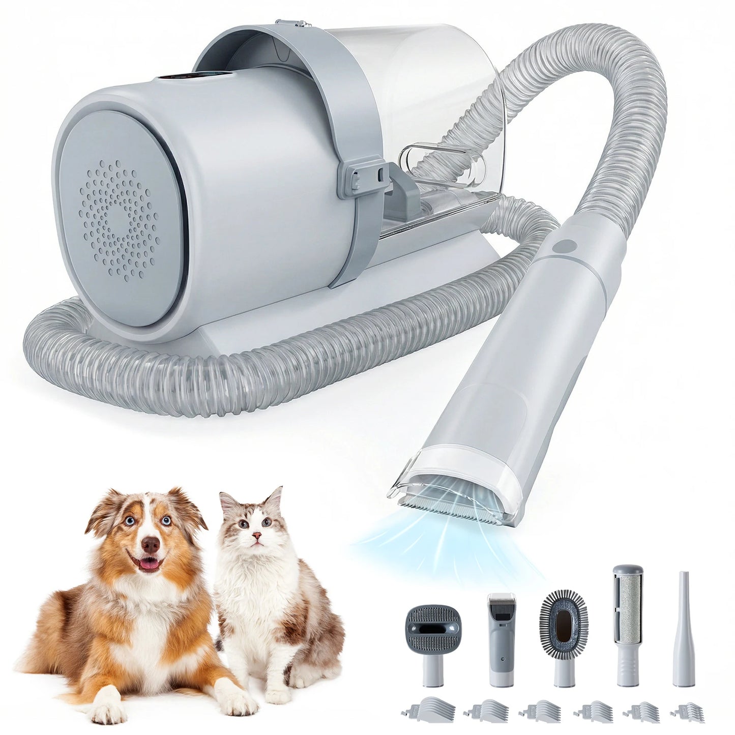 Pet Grooming Vacuum Kit With Cordless Low Noise Clippers