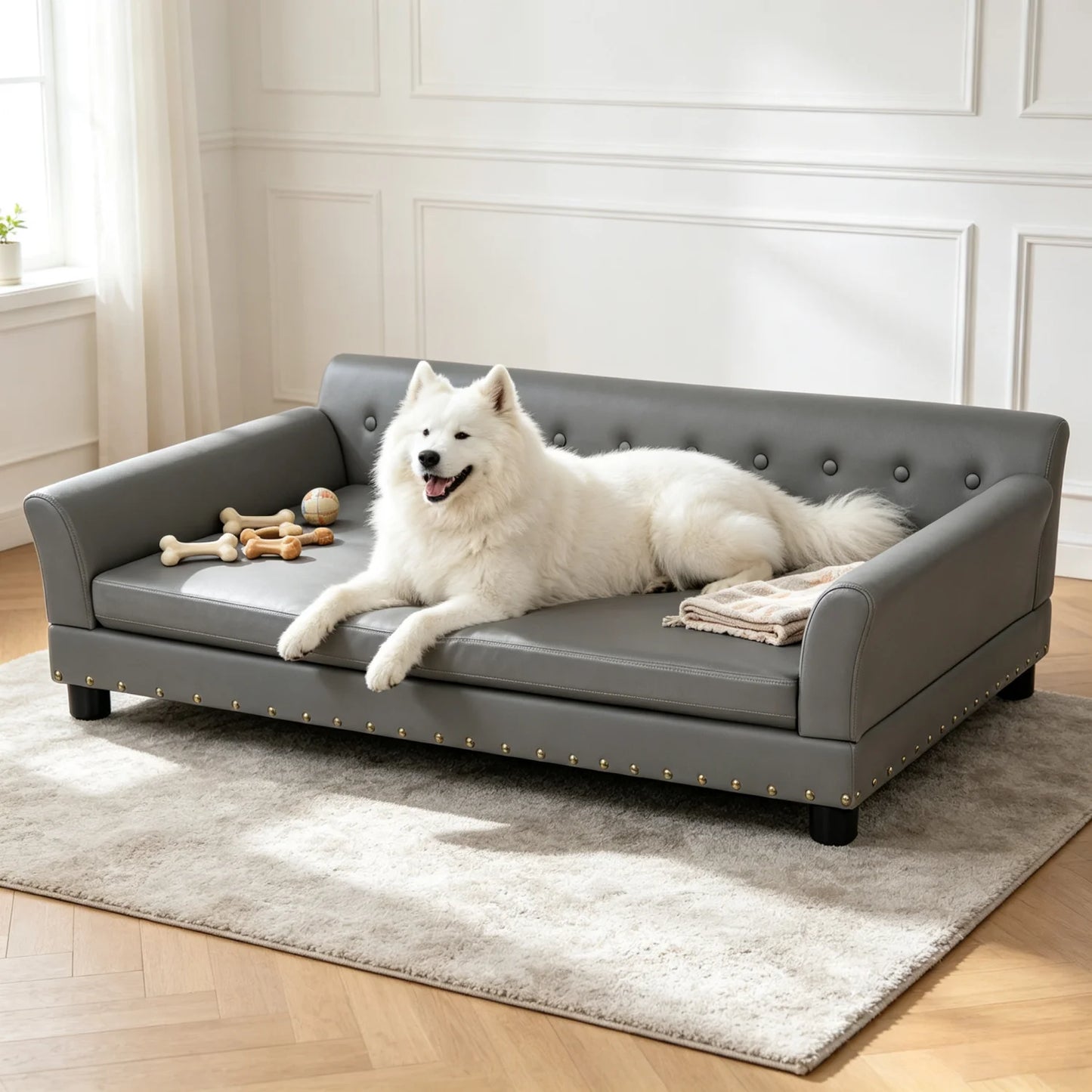Bingopaw Elevated Microfiber Leather Sofa Bed