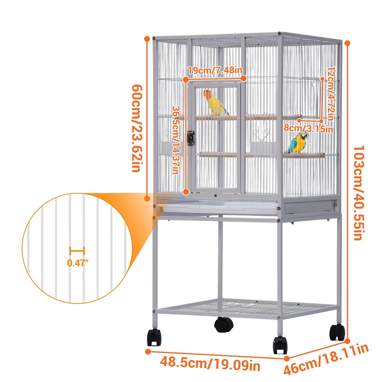 Small Animal Cage 53.5 Inch Metal With Wheels