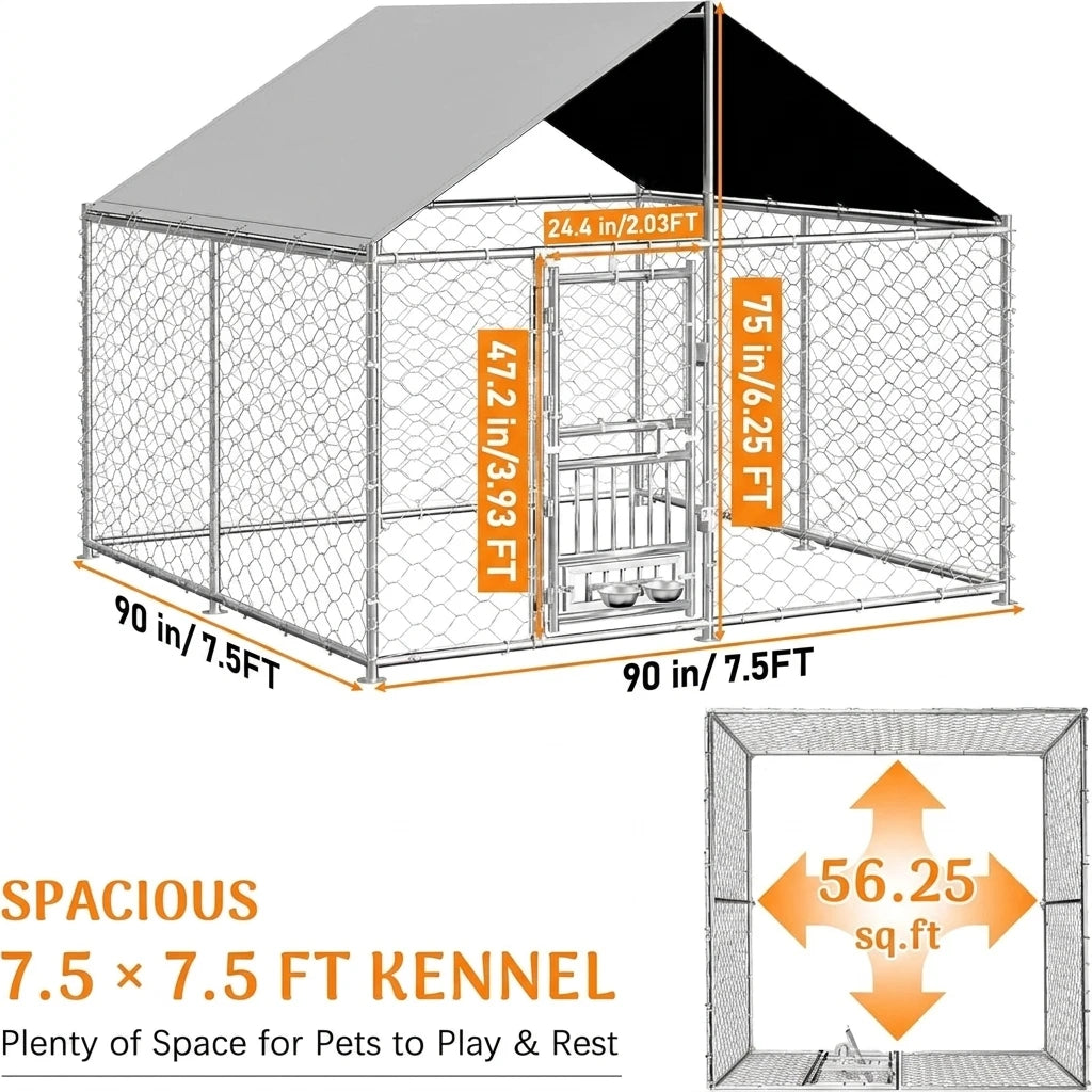 Heavy Duty Large Outdoor Dog Kennel With Dual Opening Doors
