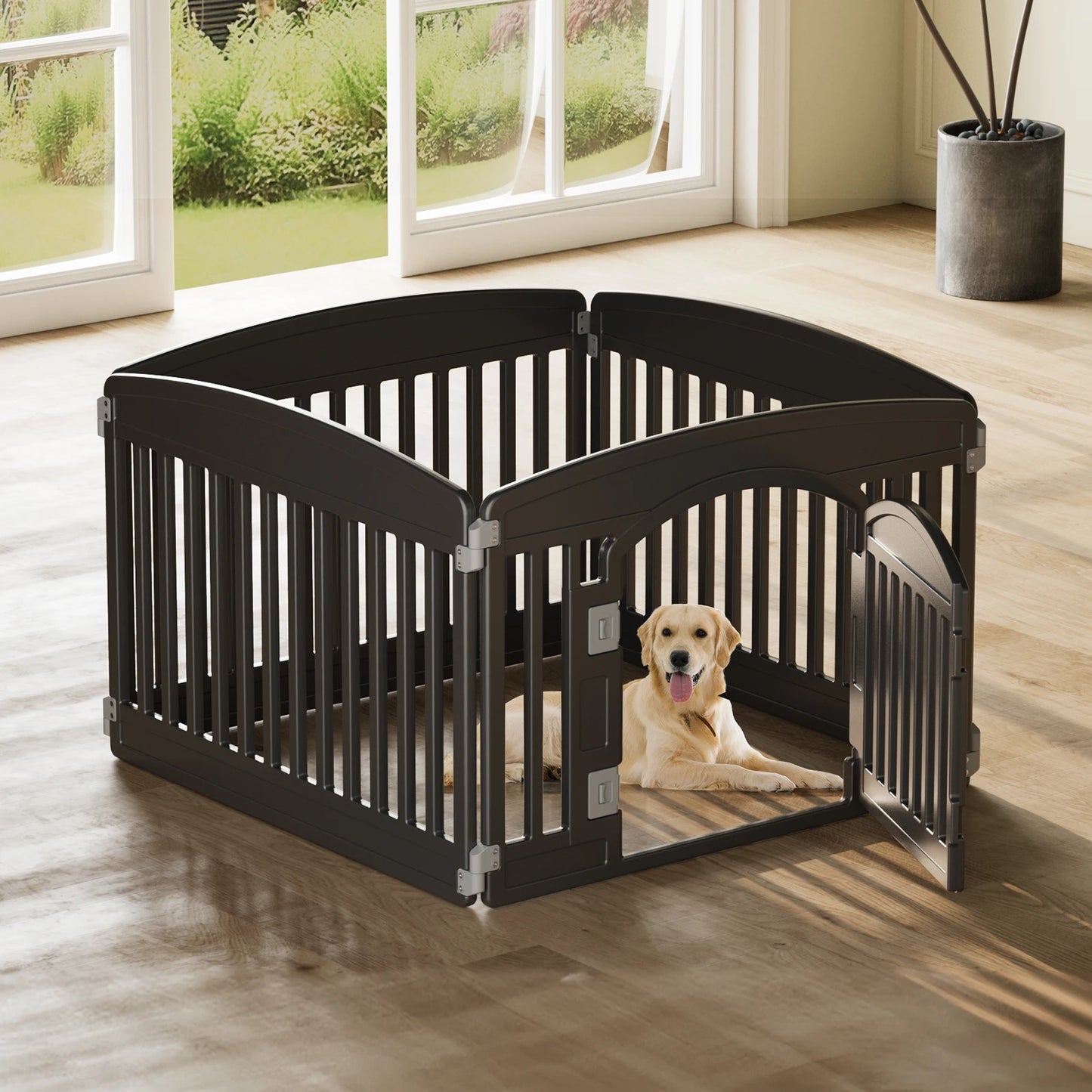 JHK Plastic Dog Playpen Expandable Fence For Medium Dogs Indoor