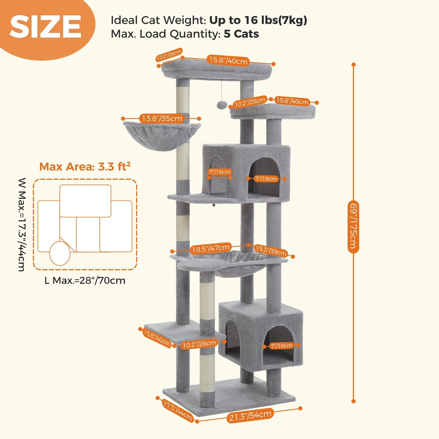 Pawz Road Large Multi Level Plush Cat Tree Tower
