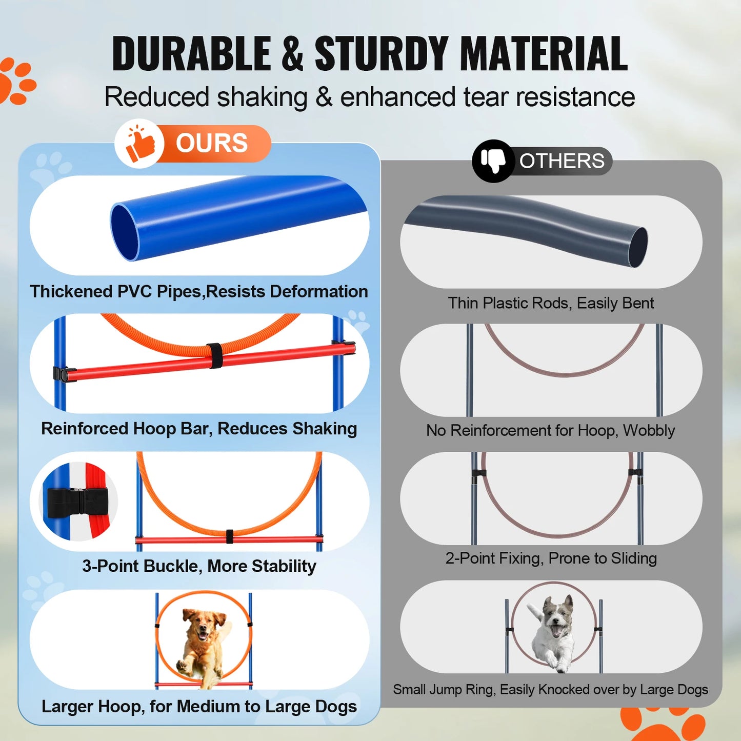 SucceBuy Dog Agility Training Equipment Set With Hurdles And Poles