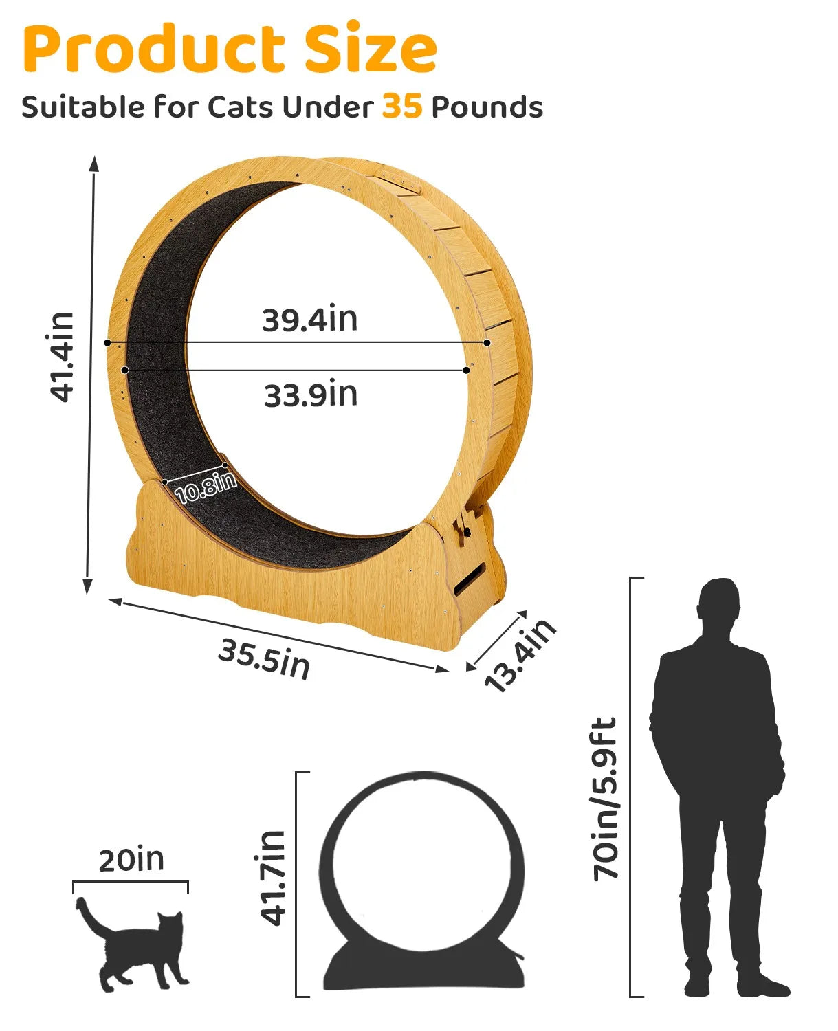 Indoor Cat Treadmill Exerciser Wheel Toy For Active Cats