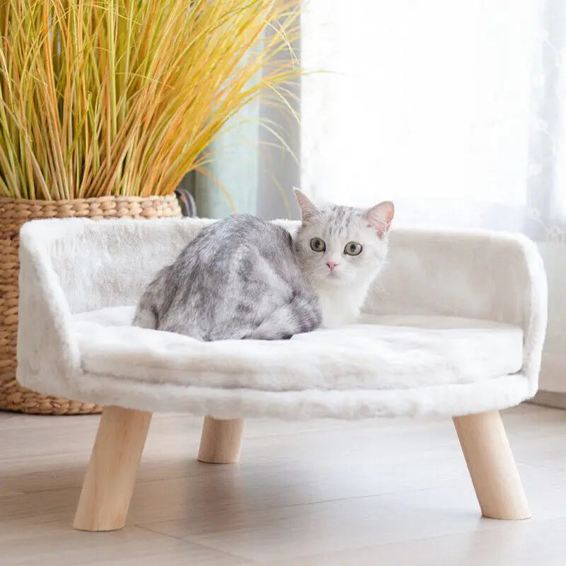 Lux Soft Cat Bed Plush Fabric Nesting Bed With Cushion