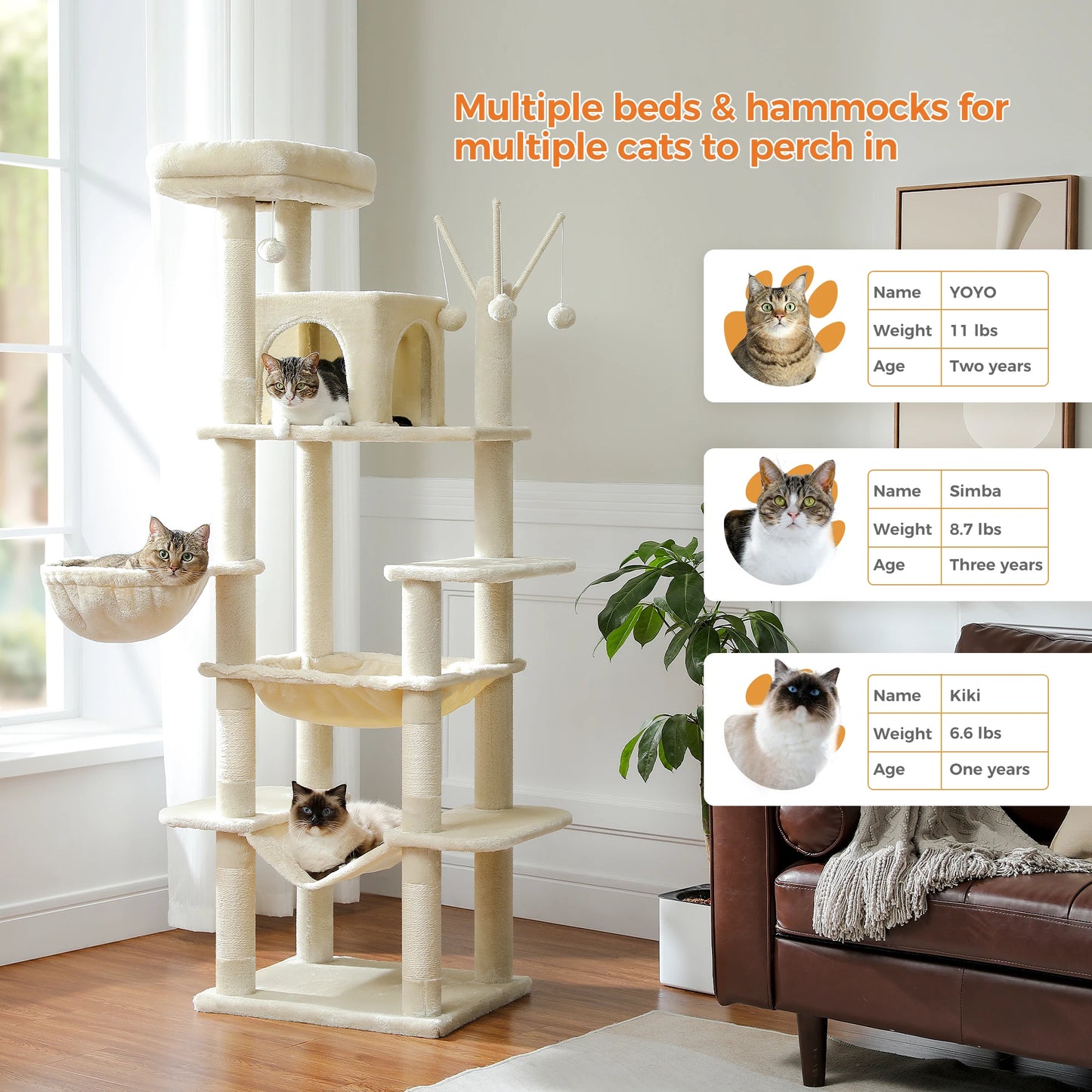 Pawz Road Large Multi Level Plush Cat Tree Tower