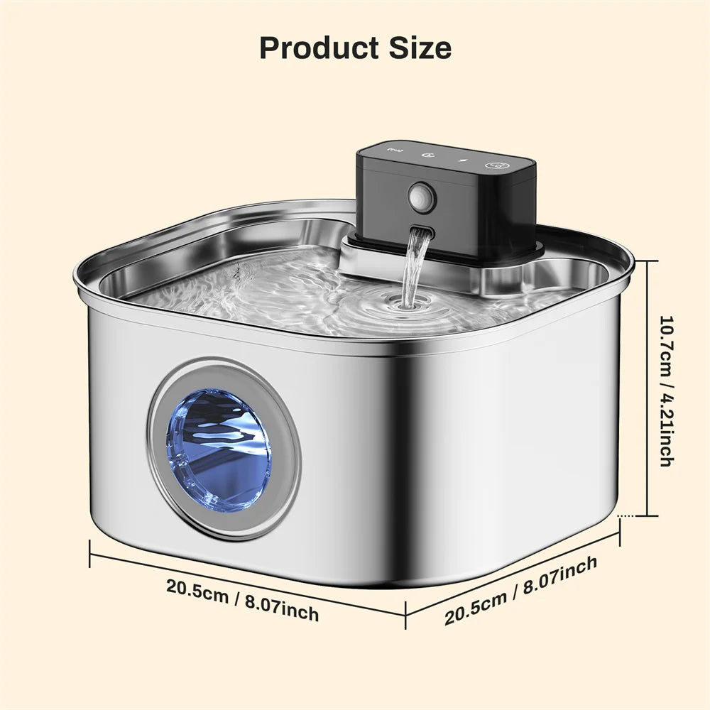 Weomg 3L 5V Rechargeable Stainless Steel Dogs Water Fountain