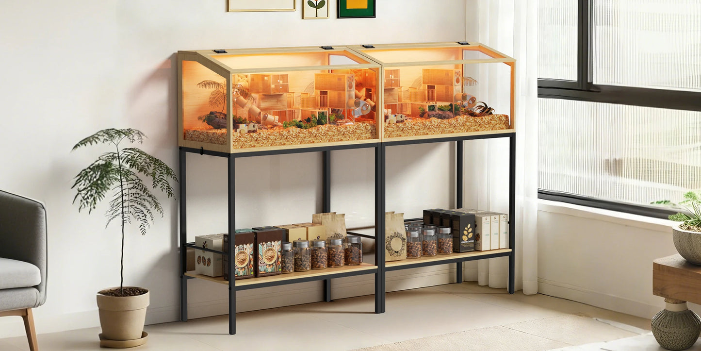 Bingopaw Large Wooden Hamster Cage With LED Light