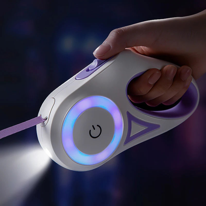 Lighted Retractable Dog Leash With Quick Release