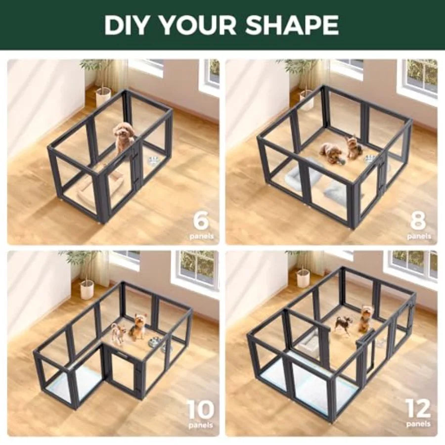 AuraSpace Acrylic Indoor Dog Playpen for Puppies and Small Dogs
