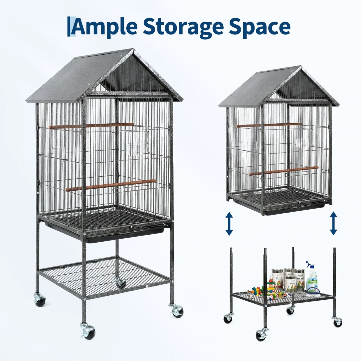 Himiss 50 Inch Parakeet Bird Cage With Stand And Roof