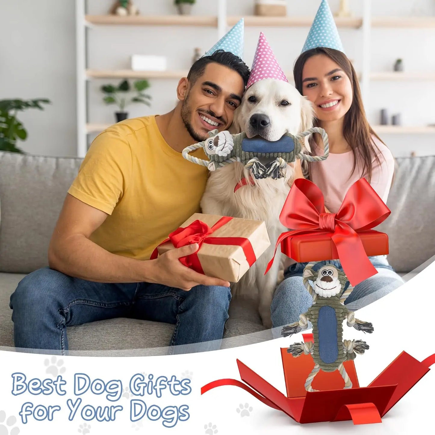 Funny Plush Dog Chew Toys Squeaky Tug War Puppy Toys